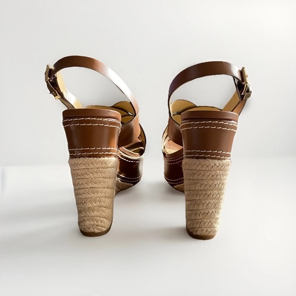 Michael Kors NORA Brown Leather Wedge Sandals NWOT - Picture 3 of 8